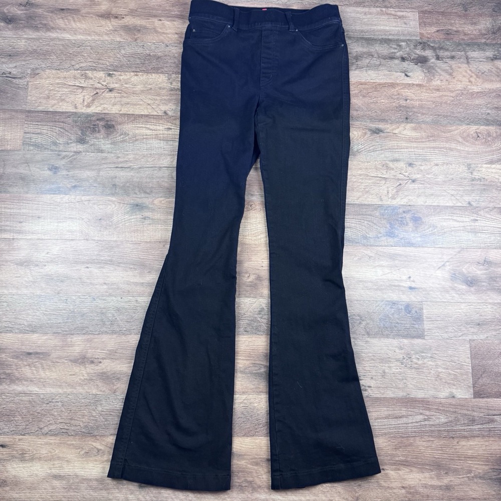 Spanx EveryWear Flare Jeans Womens Pull On Long 70s Clean Black - Picture 2 of 9